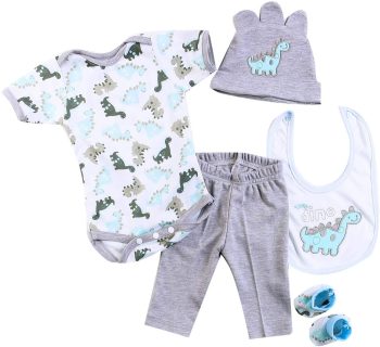 Gray Dinosaur Reborn Doll Outfit – 5-Piece Set — product photo 1