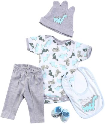 Gray Dinosaur Reborn Doll Outfit – 5-Piece Set — product photo 2